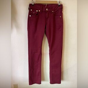 True Religion Women’s Burgundy Straight Jean